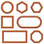 Set of empty wooden frames, different shapes. Vector
