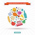 Logo of food and products in the new flat style vector illustrations