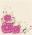 Vector decorative  background with pink roses