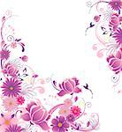 Decorative vector floral background with pink and violet flowers