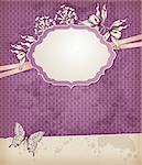 Vector decorative vintage background with label and flowers