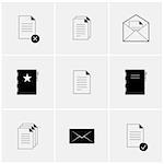 Black and white vector set of minimalist icons