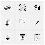 Black and white vector set of minimalist icons