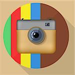 Hipster colorful realistic photo camera icon with shadow. Eps10 illustration