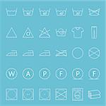 Washing and ironing clothes thin lines icon set vector graphic illustration