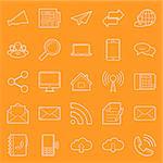 Comunication and web thin lines icons set vector graphic illustration design