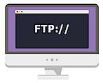 vector illustration of personal computer display showing window with ftp prtocol on itisolated on white