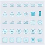 Washing and ironing clothes color flat icon set vector graphic illustration