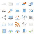 Comunication and web color flat icons set vector graphic illustration design