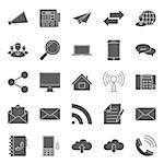 Comunication and web silhouettes icons set vector graphic illustration design