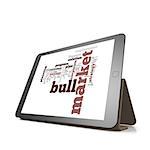 Bull market word cloud on tablet image with hi-res rendered artwork that could be used for any graphic design.