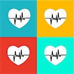 Flat heart beat icon eps 10 vector illustration