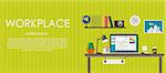 Workplace. Vector illustration. Flat computing background. eps10