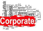 Corporate word cloud image with hi-res rendered artwork that could be used for any graphic design.