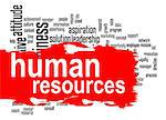 Human resources word cloud image with hi-res rendered artwork that could be used for any graphic design.