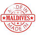 Made in Maldives red seal image with hi-res rendered artwork that could be used for any graphic design.