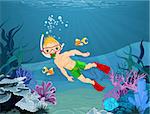 Illustration of cute diver boy