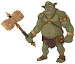 Big fat troll with wood hammer