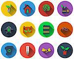 Set of ecological icons in flat design. EPS 10 vector illustration with transparency.