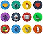 Set of fitness icons in flat design. EPS 10 vector illustration with transparency.