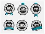 Vector 100% Satisfaction  Retro Label Set with Blue Ribbon. EPS10