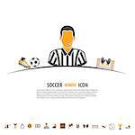 Soccer and Football vector concept with Set Icons such as Referee and Ball for Flyer, Poster, Web Site