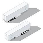 Semi-trailer with a refrigeration chamber detailed isometric icons set vector graphic illustration