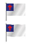 An illustration of the Christian faith flag on a flag pole both still and waving. Vector EPS 10 available.
