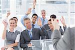 Businesswoman doing speech during meeting in office