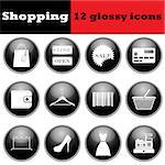 Set of shopping glossy icons. EPS 10 vector illustration.