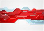 Abstract red blue tech geometric illustration. Vector web template design