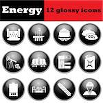 Set of energy glossy icons. EPS 10 vector illustration.