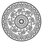 vector ornament in circle - orient traditional style on white