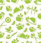Illustration Seamless Pattern with Healthy Eating, Vegetarian Natural Food - Vector
