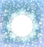 Illustration Christmas frame made in snowflakes on elegant glowing background - vector