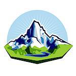 Illustration of high mountains, mountain emblem, vector illustration