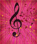 Illustration of abstract grunge pink retro musical background.