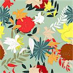 Colourfull  seamless floral ornate  pattern