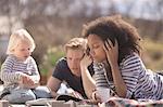 Family relaxing outdoors