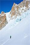 Lone male skier on Mont Blanc massif, Graian Alps, France