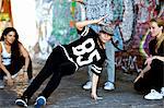Young woman breakdancing