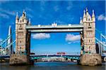 Double Decker Bus Crossing Tower Bridge, London, England, United Kingdom