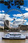 Tour Boat on Thames River with London Eye, London, England, United Kingdom