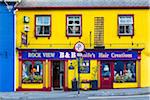Brightly colored buildings, street scene, Kinsale, County Cork, Ireland