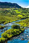 River and farmland near Glenbeigh along the Skellig Coast on the Ring of Kerry, County Kerry, Ireland