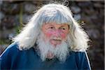 Close-up portrait of white haired, bearded man, local farmer, Antulaigh, County Kerry, Ireland