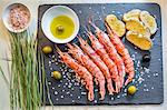 Prawns with Himalayan salt and olives