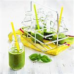 Smoothies made with spinach and basil