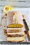 Lemon drizzle cake, sliced