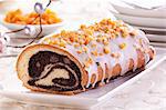 Christmas poppyseed strudel with an orange crust